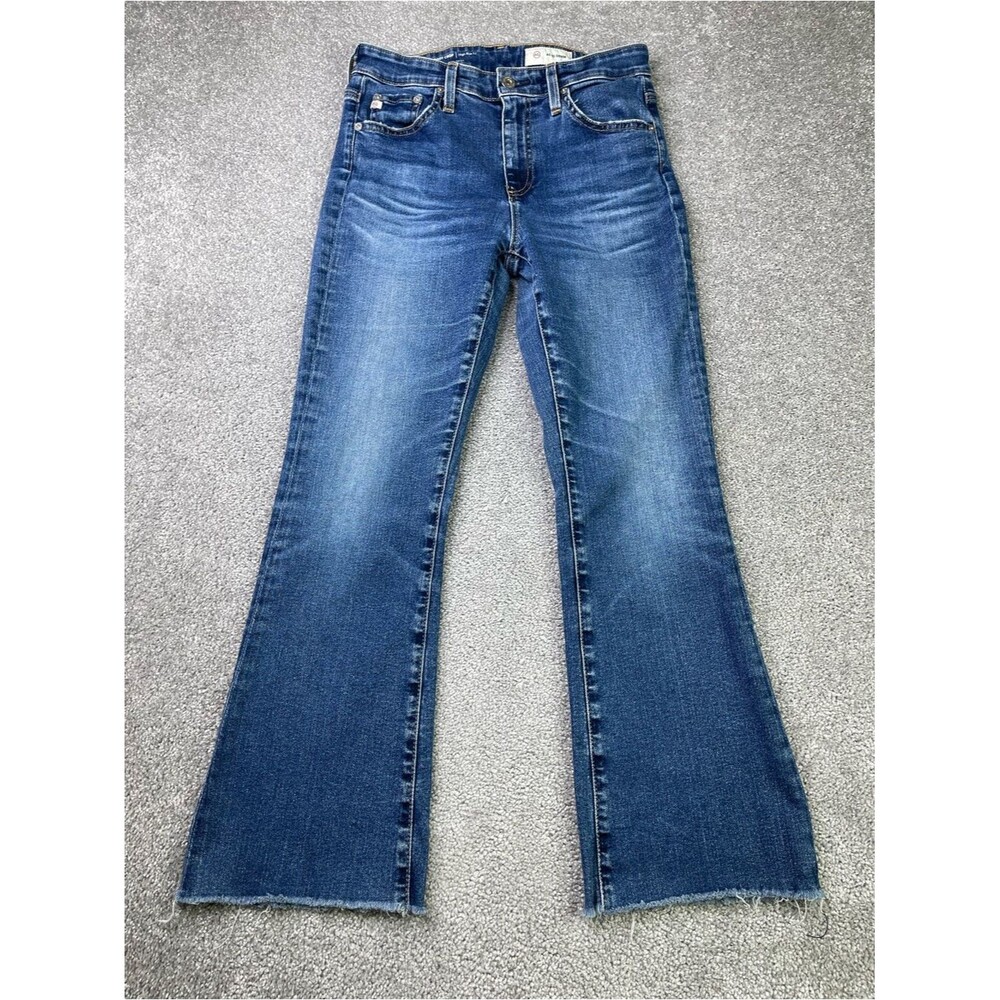 AG Farrah Boot Crop Jeans Womens 27 High Rise Raw Hem Medium Wash Japanese